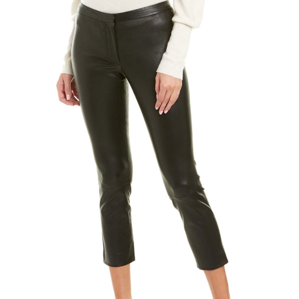 Theory Classic Skinny Leg Bristol Real Leather Pants Black Size 2 NWT